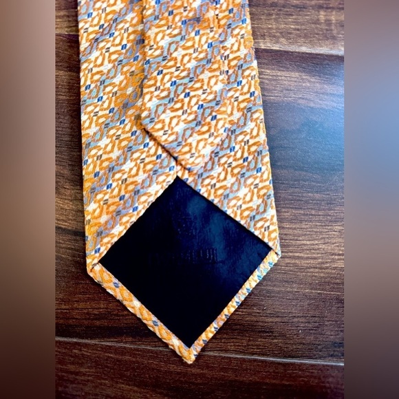 DORMEUIL 100% Silk Orange Striped  Geometric Jacquard Repp Necktie - Picture 7 of 11